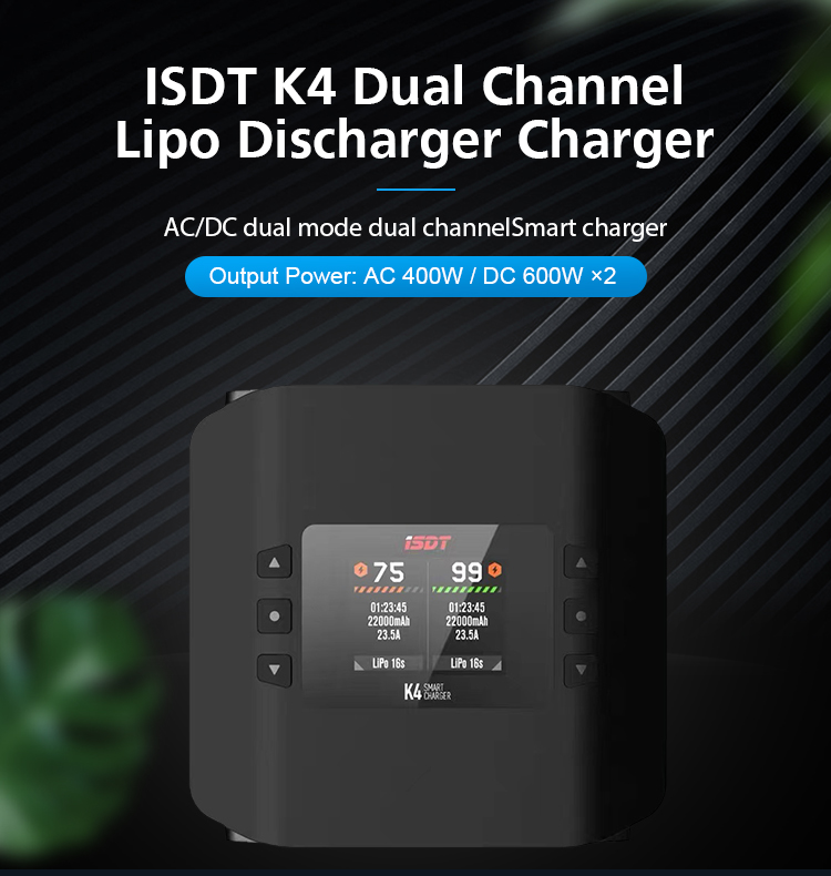 Isdt K4 Dual Lipo Charger - Carregador Inteligente de Canal Duplo ISDT