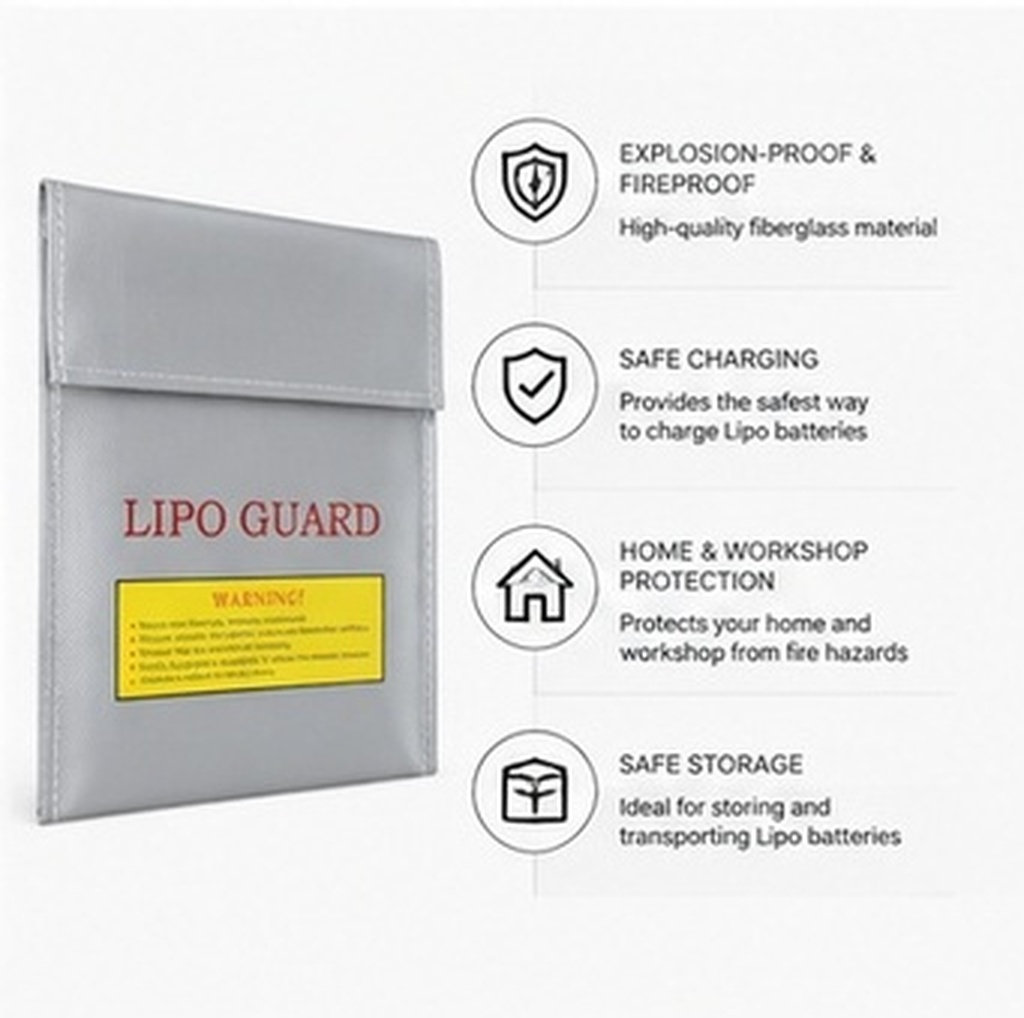 Lipo Battery Fireproof Safety Charge Box - Bolsa Protetora Profissional para Baterias Lipo