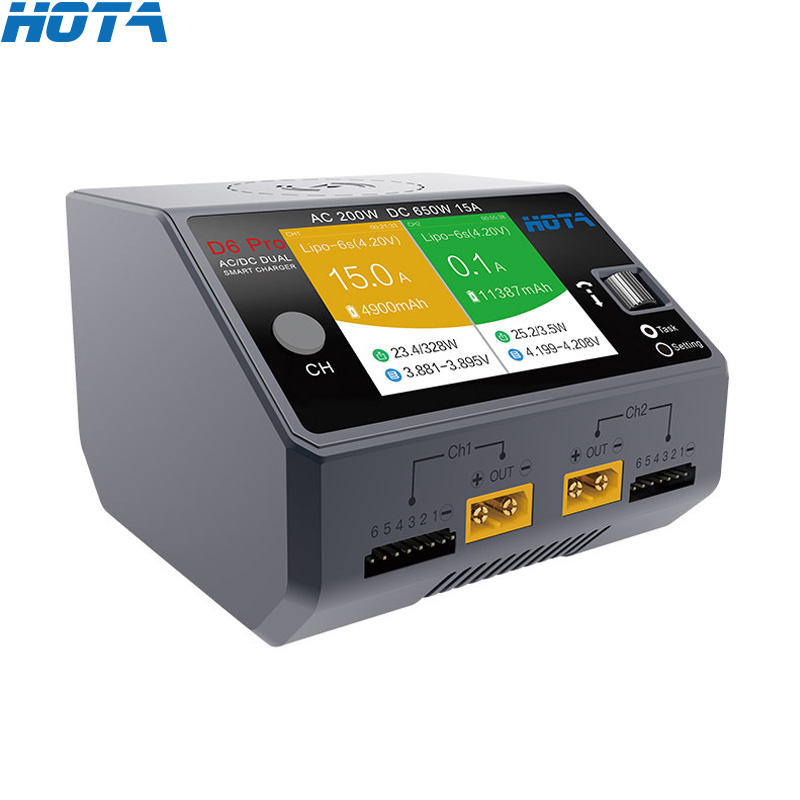 Hota D6 Pro Dual Lipo Charger - HOTA D6 Pro Preto AC 200w