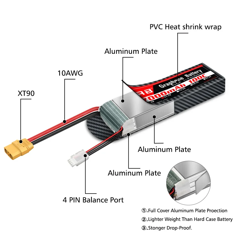 Bateria de grafeno 2S 3S 4S 6S - 4S Lipo Battery 14.8V 6000Mah avaliação e preço