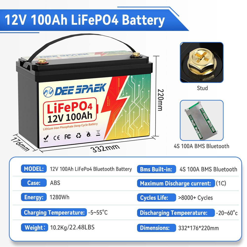 Bateria Lifepo4 DEEPSPAEK 12V  - Lifepo4 12V 100Ah Bms Bluetooth avaliação e preço