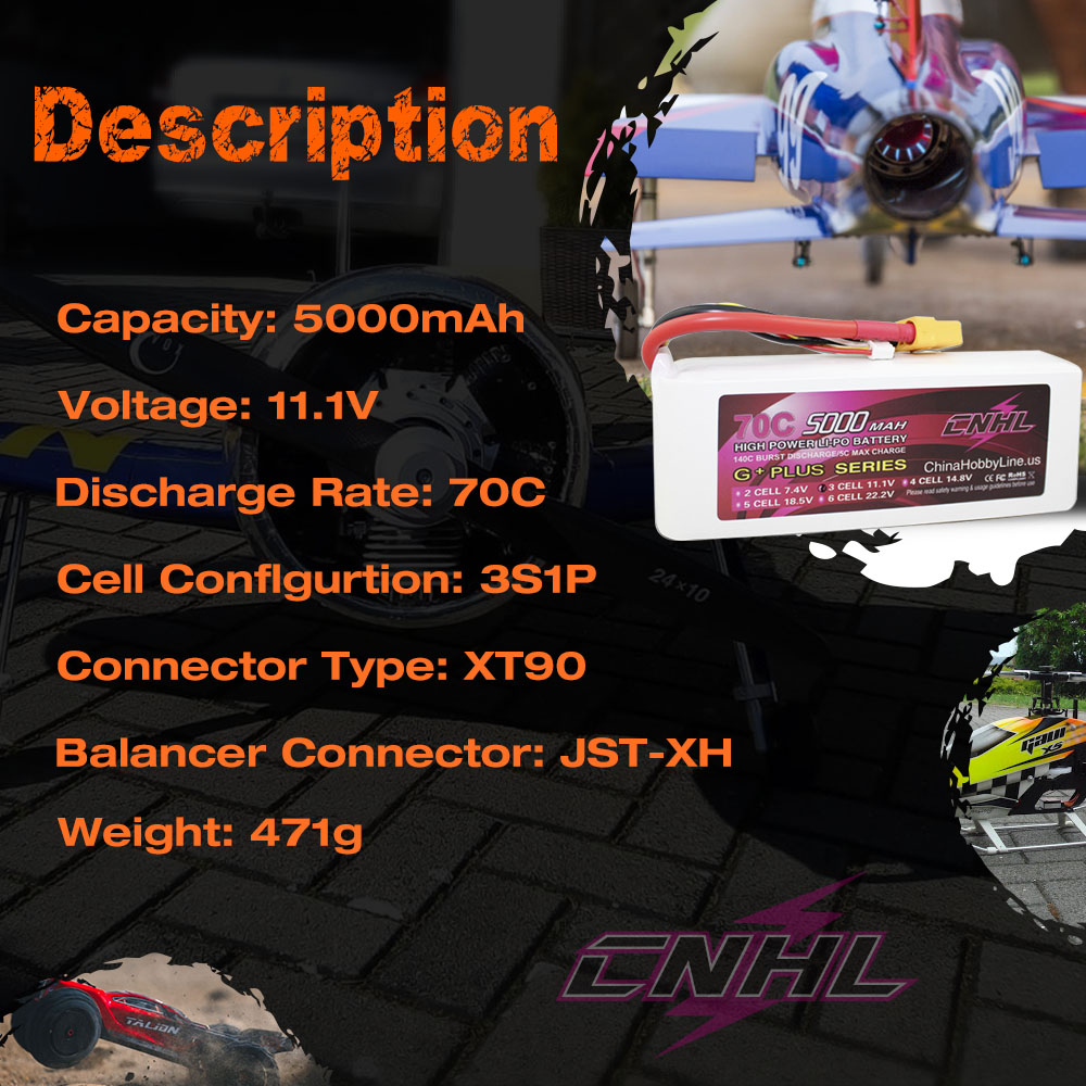 Bateria CNHL-Lipo com XT90 Plu - 6S Lipo Battery 22.2V 5000Mah avaliação e preço