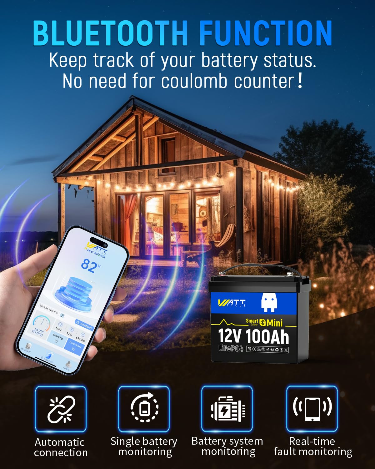 Bateria Mini LiFePO4 12V 100Ah - Lifepo4 12V 100Ah Bms Bluetooth avaliação e preço