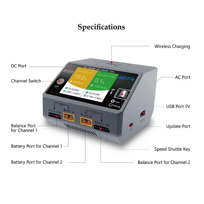 Carregador Sem Fio HOTA D6 Pro - Hota D6 Pro Dual Lipo Charger avaliação e preço